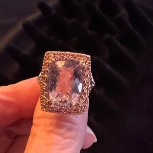 Vanna K Rose Gold‑Tone & Sterling Silver Amethyst Statement Ring – Size 6